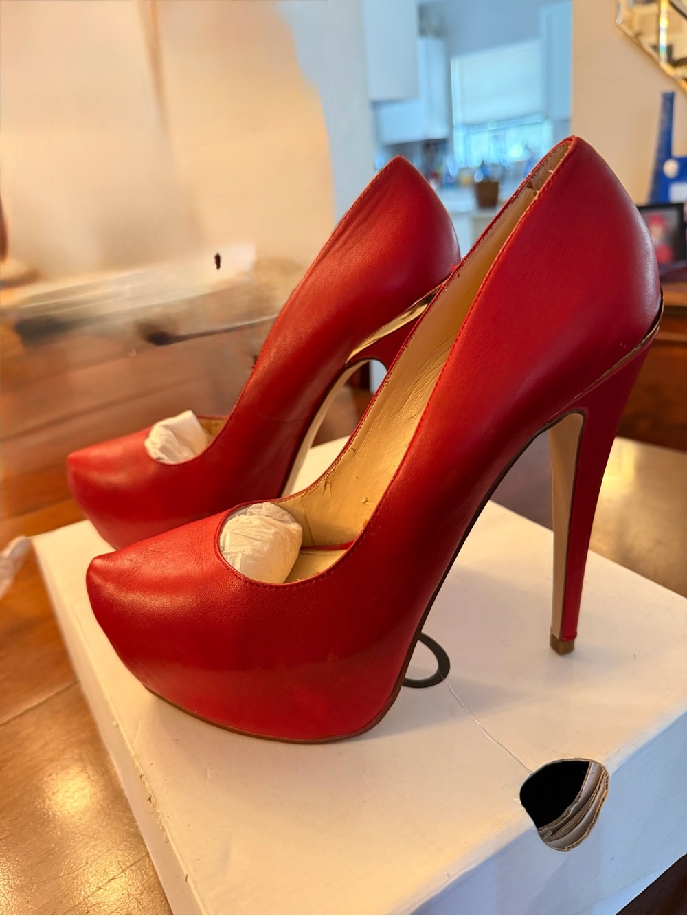 Aldo Red Stiletto Platform Pumps